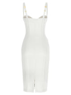 Elisabetta Franchi White Polyester Midi Dress