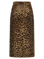 Dolce & Gabbana Brown Viscose Midi Skirt