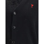 Ami Paris Black Wool Oves Aries Cardigan