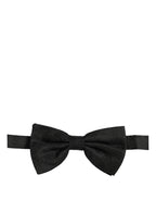 Dolce & Gabbana Men Black Silk Brocade Adjustable Neck Papillon Bow Tie