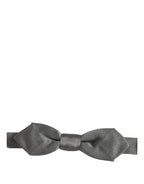 Dolce & Gabbana Men Gray 100% Silk Adjustable Neck Papillon Bow Tie