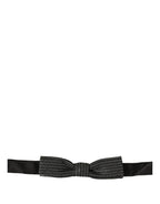 Dolce & Gabbana Men Black Silver Ribbed Adjustable Neck Papillon  Bow Tie