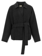 Khaite Gray Wool Full-Length Jacket