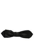 Dolce & Gabbana Black White Polka Dot Adjustable Neck Papillon Bow Tie