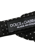 Dolce & Gabbana Black White Polka Dot Adjustable Neck Papillon Bow Tie
