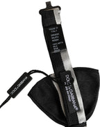 Dolce & Gabbana Black Silver 100% Silk Adjustable Neck Papillon Bow Tie