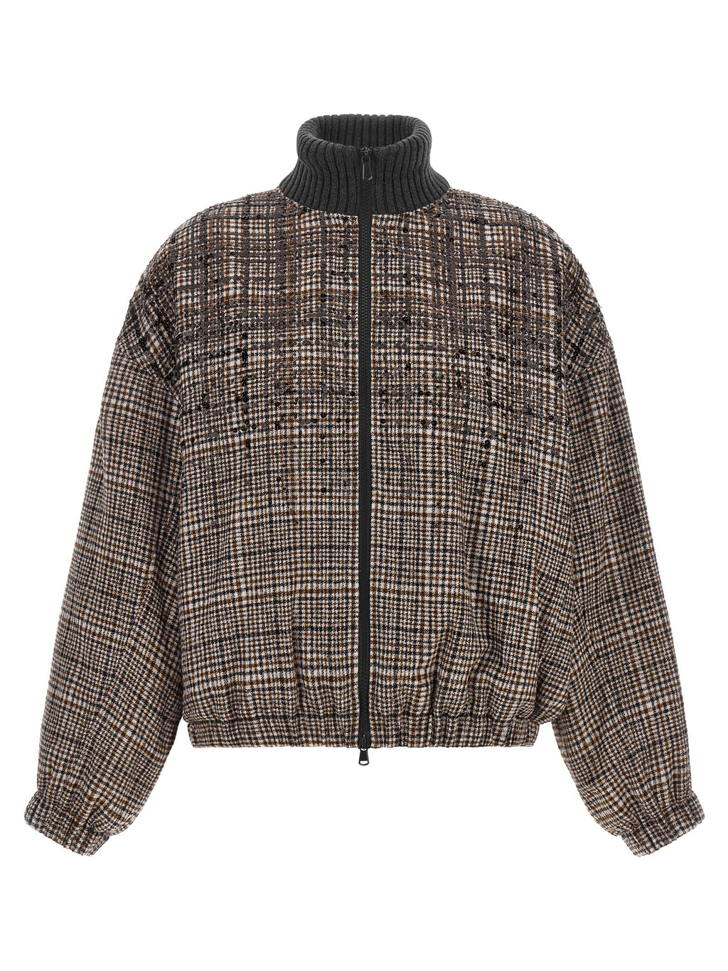 Brunello Cucinelli Brown Alpaca Leather Bomber