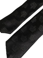 Dolce & Gabbana Men Black Crown Print Silk Adjustable Tied Necktie Tie