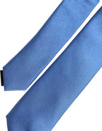 Dolce & Gabbana Men Blue 100% Silk Satin Adjustable Tied Necktie Tie