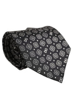Dolce & Gabbana Men Black DG Logo 100% Silk Adjustable Tied Necktie Tie