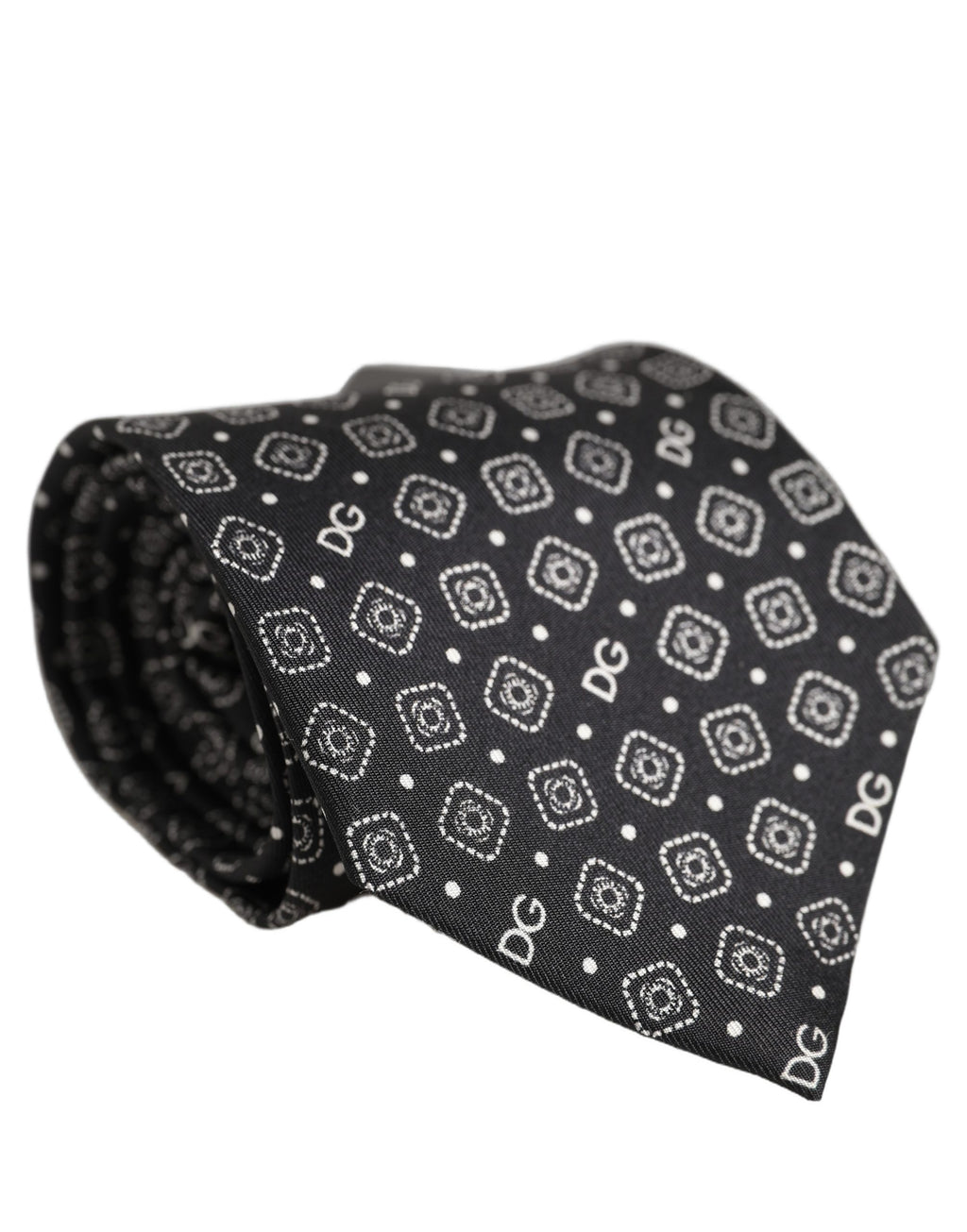 Dolce & Gabbana Men Black DG Logo 100% Silk Adjustable Tied Necktie Tie