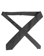 Dolce & Gabbana Men Black DG Logo 100% Silk Adjustable Tied Necktie Tie