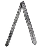 Dolce & Gabbana Men Gray Leaf Pattern Silk Adjustable Tied Necktie Tie