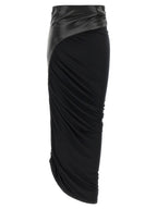 The Andamane Black Viscose Midi Skirt