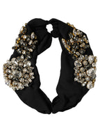 Dolce & Gabbana Black Silk Crystal Embellishment One Size Headband