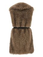 BLANCHA Beige Lamb Fur Sleeveless Jacket