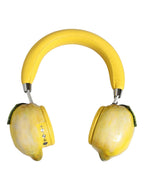 Dolce & Gabbana Yellow Vibrant Lemon Leather Headset Headphones