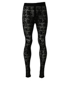 Dolce & Gabbana Black All Over Logo Print Sheer Pantyhose Underwear