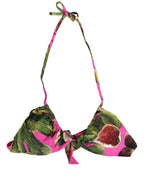 Dolce & Gabbana Fuchsia Pink Fig Print Beachwear Bikini Top