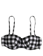 Dolce & Gabbana Black White Gingham Check Beachwear Bikini Top