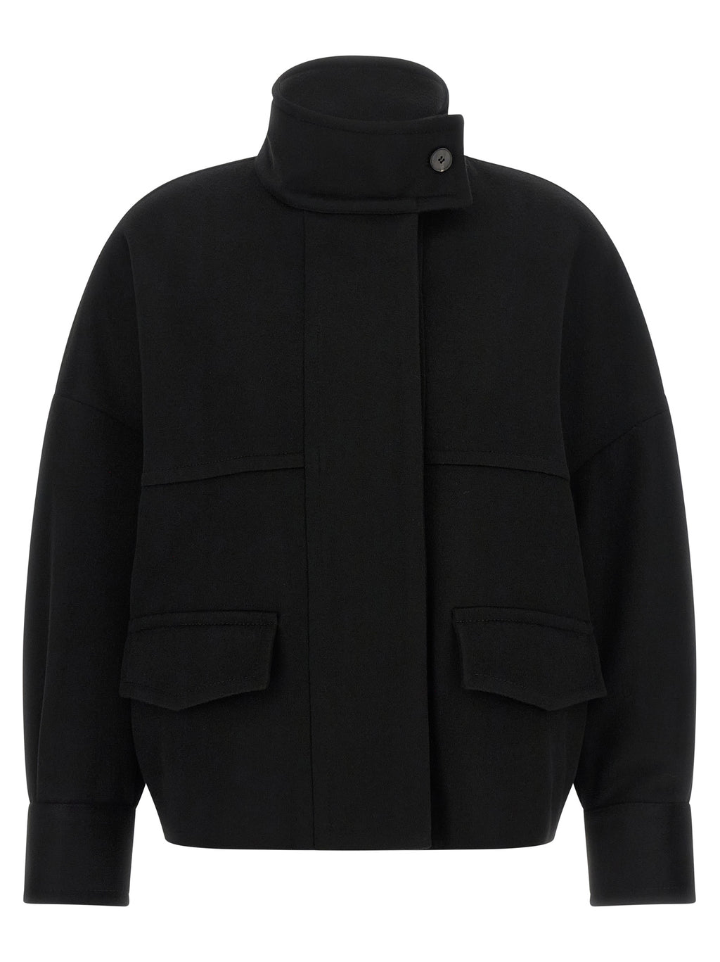 Alberto Biani Black Wool Bomber