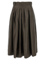 Khaite Brown Silk Midi Skirt