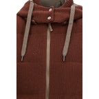 Brunello Cucinelli Brown Cotton Sleeveless Jacket