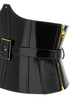 Elisabetta Franchi Black Leather High-Waist Belt