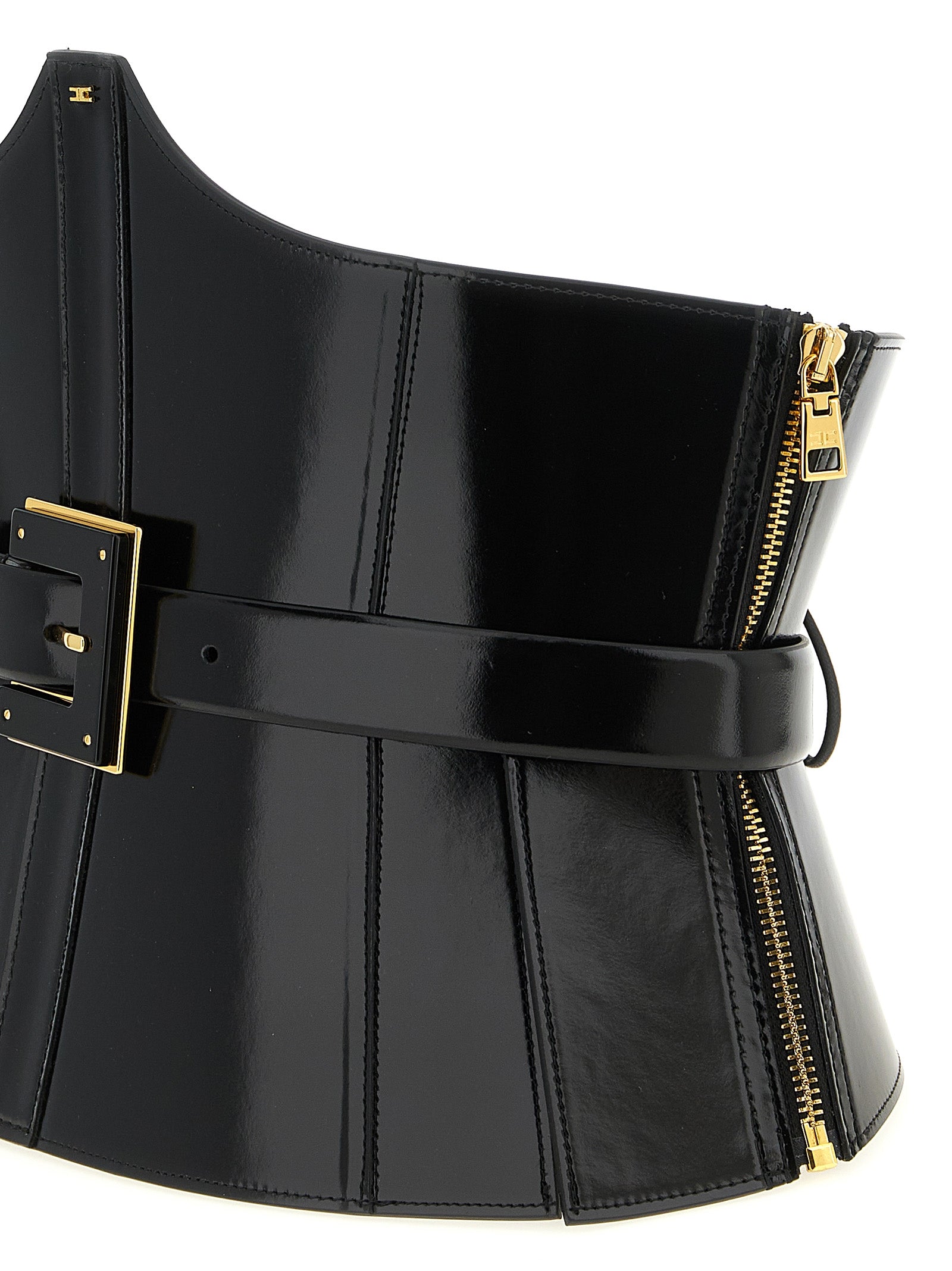 Elisabetta Franchi Black Leather High-Waist Belt