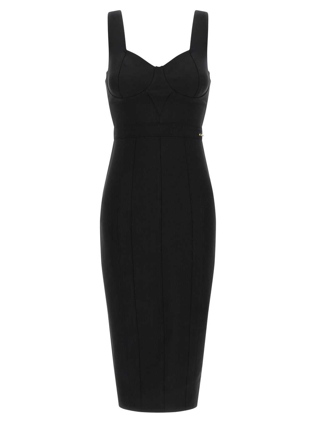 Elisabetta Franchi Black Polyamide Midi Dress
