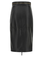 Elisabetta Franchi Black Lambskin Midi Skirt