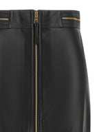 Elisabetta Franchi Black Lambskin Midi Skirt