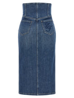 Elisabetta Franchi Blue Cotton Midi Skirt