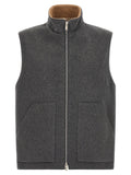 Lardini Gray Virgin Wool Sleeveless Jacket