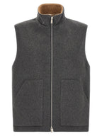 Lardini Gray Virgin Wool Sleeveless Jacket