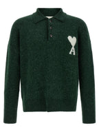 Ami Paris Bicolor Alpaca Leather Polo Shirt