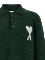 Ami Paris Bicolor Alpaca Leather Polo Shirt