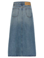 Ami Paris Blue Cotton Midi Skirt