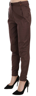 Braune High Waist Tapered Anzughose