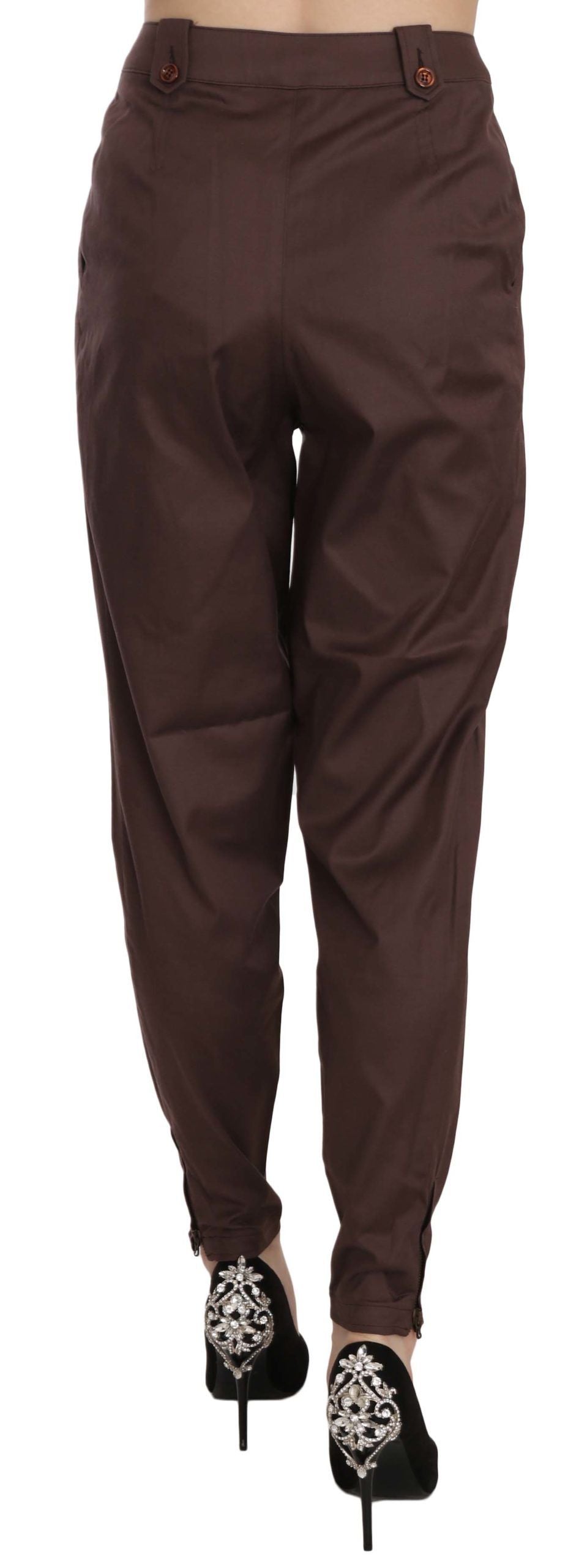 Braune High Waist Tapered Anzughose