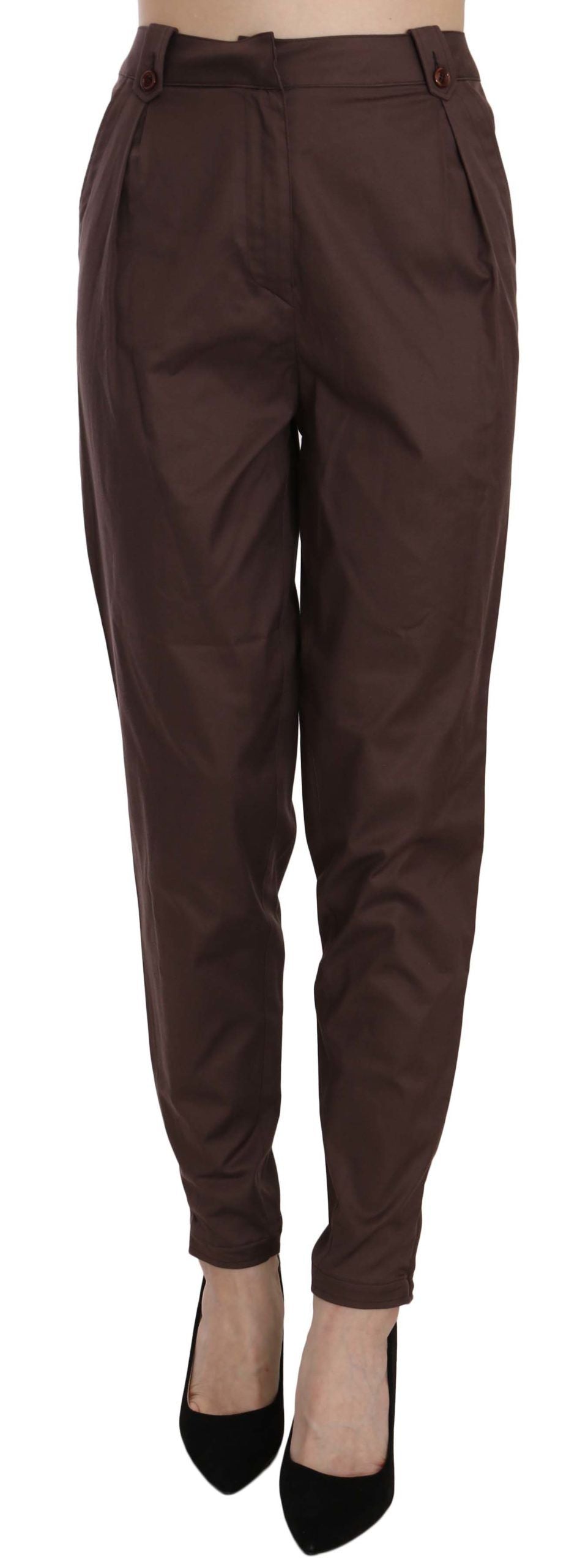 Braune High Waist Tapered Anzughose