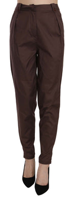 Braune High Waist Tapered Anzughose