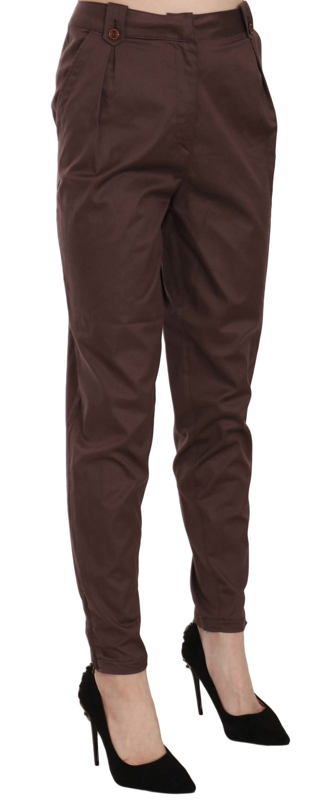 Braune High Waist Tapered Anzughose