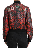 Rote Leopardenknopf-Kristall-Lederjacke