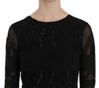 Black Silk Sequined Mini Shift Dress