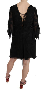 Miniabito Shift Nero in Seta con Paillettes