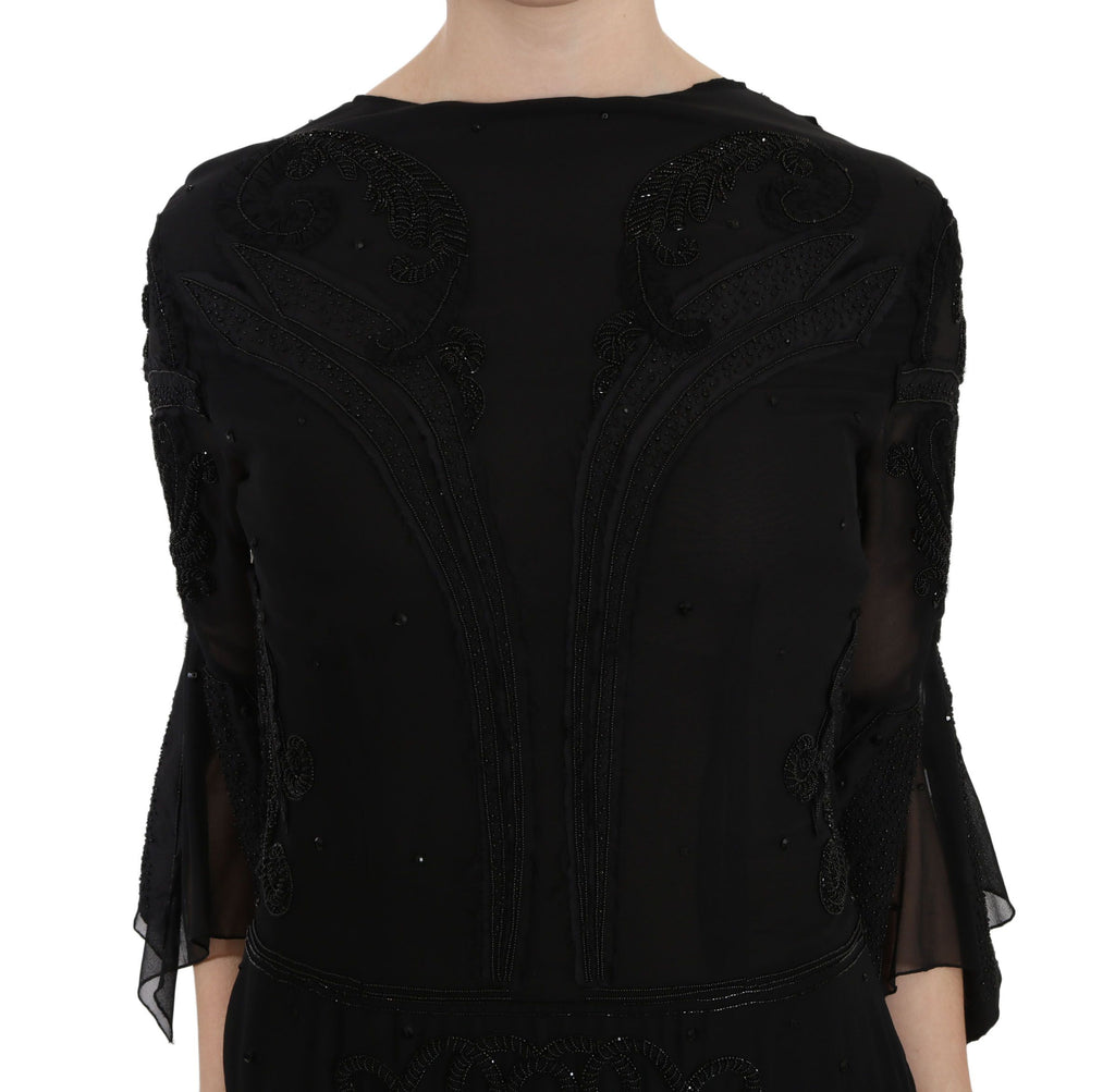Miniabito Shift Nero in Seta con Paillettes