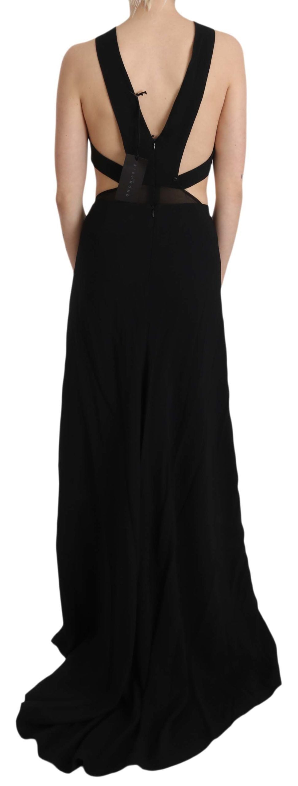 Schwarzes Lederkleid aus Crystal-Leder mit ausgestelltem Rock
