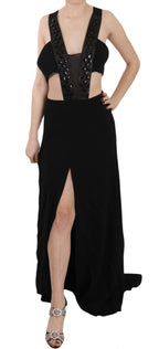 Schwarzes Lederkleid aus Crystal-Leder mit ausgestelltem Rock