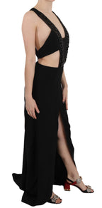 Schwarzes Lederkleid aus Crystal-Leder mit ausgestelltem Rock